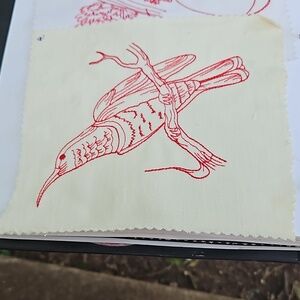 Handmade machine embroidery bird patch